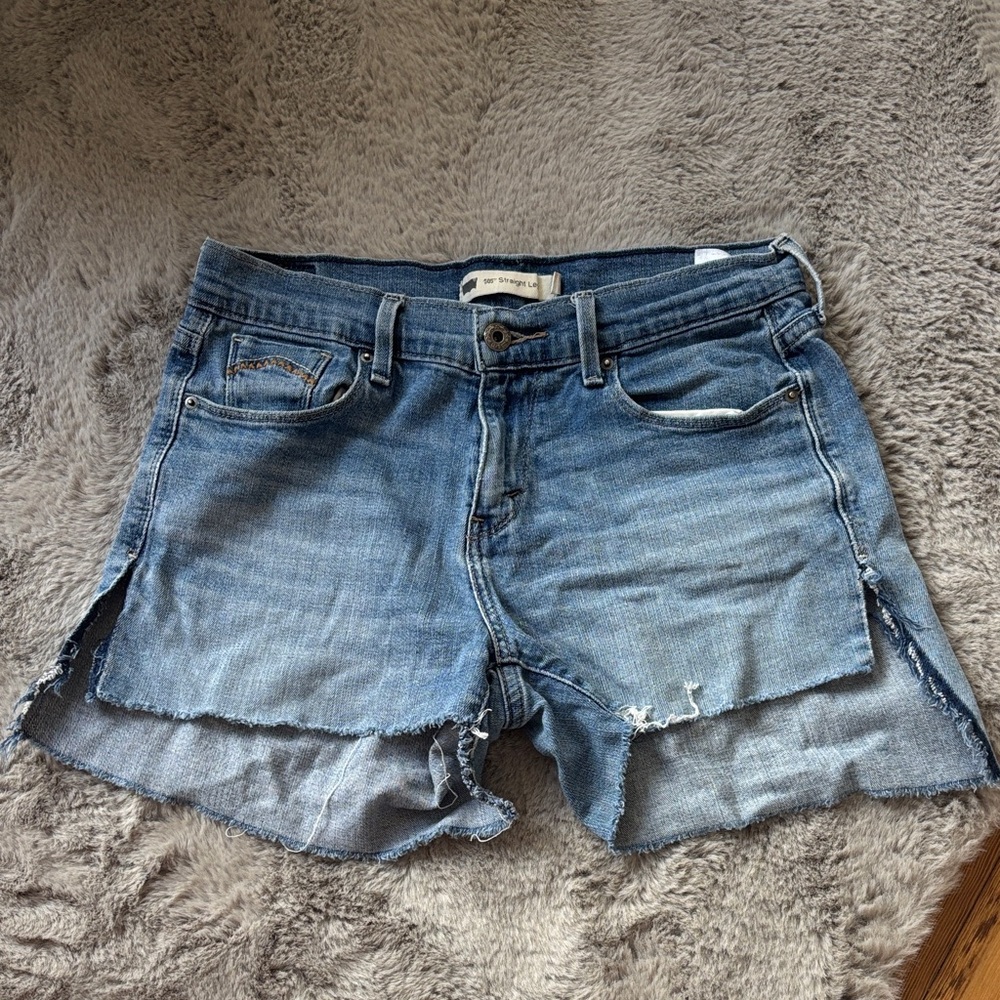 Levi's Blue Distressed Jean Shorts